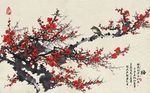新中式手绘花鸟梅花背景墙