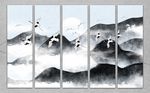 中式山水仙鹤意境风景背景墙