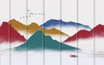 意境山水风景画抽象背景墙