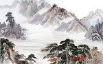 中式山水风景背景墙