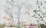 手绘树枝花鸟背景背景墙