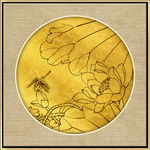 新中式金线荷花装饰画