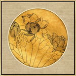 新中式金线荷花装饰画