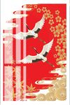 山水抽象仙鹤白云装饰画