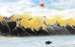高温烧欧式大理石纹理山水画