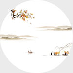 江南水乡 水墨画 源分层