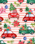 手绘圣诞汽车礼物圣诞树印花图案