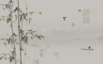 新中式意境水墨山水画电视背景