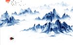 中式山峰风景画背景墙