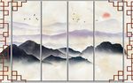 水墨山水风景大理石背景墙