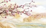 海纳百川花朵大理石背景墙