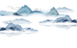 水墨蓝色墨韵创意玄关屏风背景底
