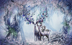 梦幻麋鹿北欧玄关屏风背景底