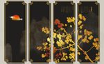 古风手绘梅竹双清金箔梅花背景墙