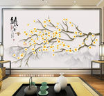 花鸟山水沙发背景墙