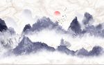 中式水墨国画抽象山水背景墙