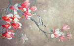 油画花鸟高雅艺术玄关屏风背景底