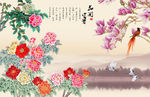 花鸟牡丹背景墙