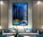 北欧梦幻森林小鹿夜色客厅装饰画