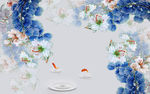 3D浮雕花朵电视背景墙