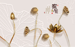 金属荷花立体玄关屏风背景底纹素