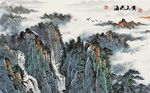 中国风水墨工笔山水风景背景墙