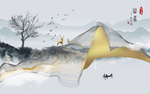 新中式艺术创意线条玄关屏风背景