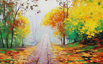 油画风景玄关屏风背景底纹素材设