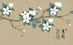 茉莉画国画中式玄关屏风背景底纹