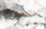 大理石山水创意金箔飞鸟新中式创