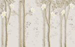 简约花枝开花线条轮廓壁画背景墙
