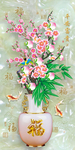 桃花绽放花瓶玄关壁画背景墙