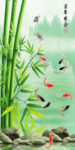 湖边上的竹子玄关壁画背景墙