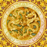 金色盘龙圆圈花边天花板吊顶画面