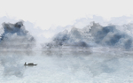 水墨山水新中式玄关屏风背景底纹