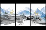 北欧水墨山水意境装饰画