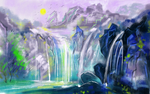 抽象手绘工笔画玄关屏风背景底纹