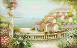 地中海风格油画电视背景墙装饰画