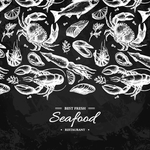 海鲜餐厅传单矢量素材