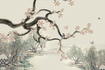 中式花鸟水墨玄关屏风背景墙创意