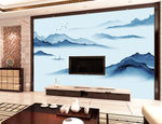 新中式高清水墨山水风景画 背景