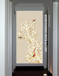 玄关花鸟背景墙