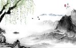 中式山水水墨画背景墙