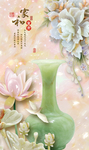 玉雕富贵吉祥花玄关壁画背景墙