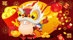 手绘卡通2019猪年新年海报