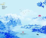 水墨中国风新中式山水三联装饰画