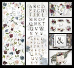 花卉装饰与主题英文字母设计