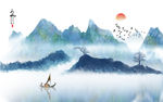 水墨山水中式电视背景墙