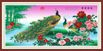 花开富贵吉祥孔雀中式装饰画