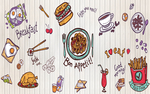 小吃店汉堡店海报壁画漫画食物篇